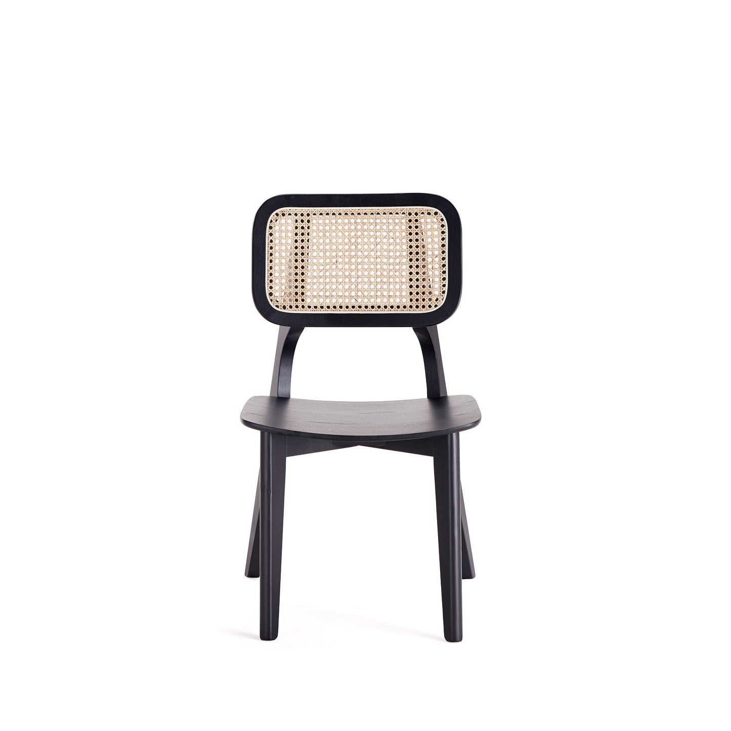 Manhattan Comfort Versailles Square Dining Chair in Black and Natural Cane - Set of 2 DCCA01-BK