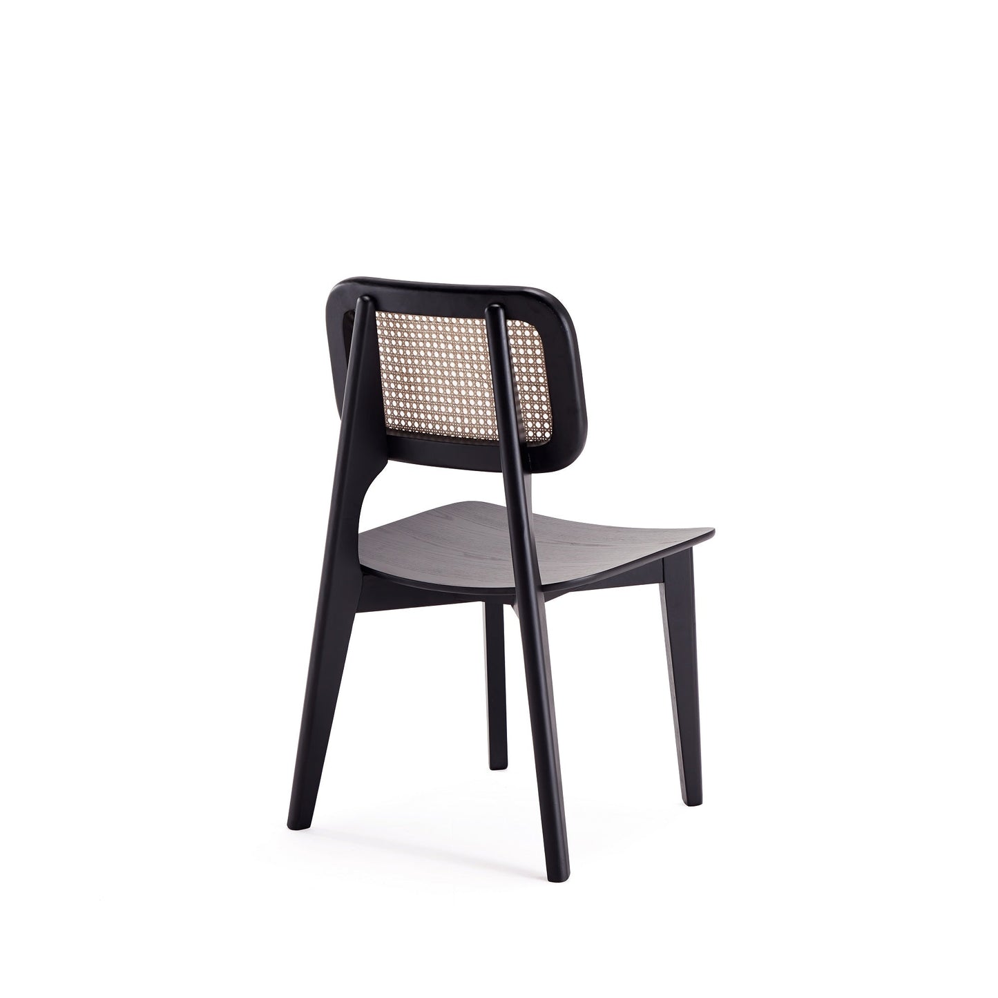 Manhattan Comfort Versailles Square Dining Chair in Black and Natural Cane - Set of 2 DCCA01-BK