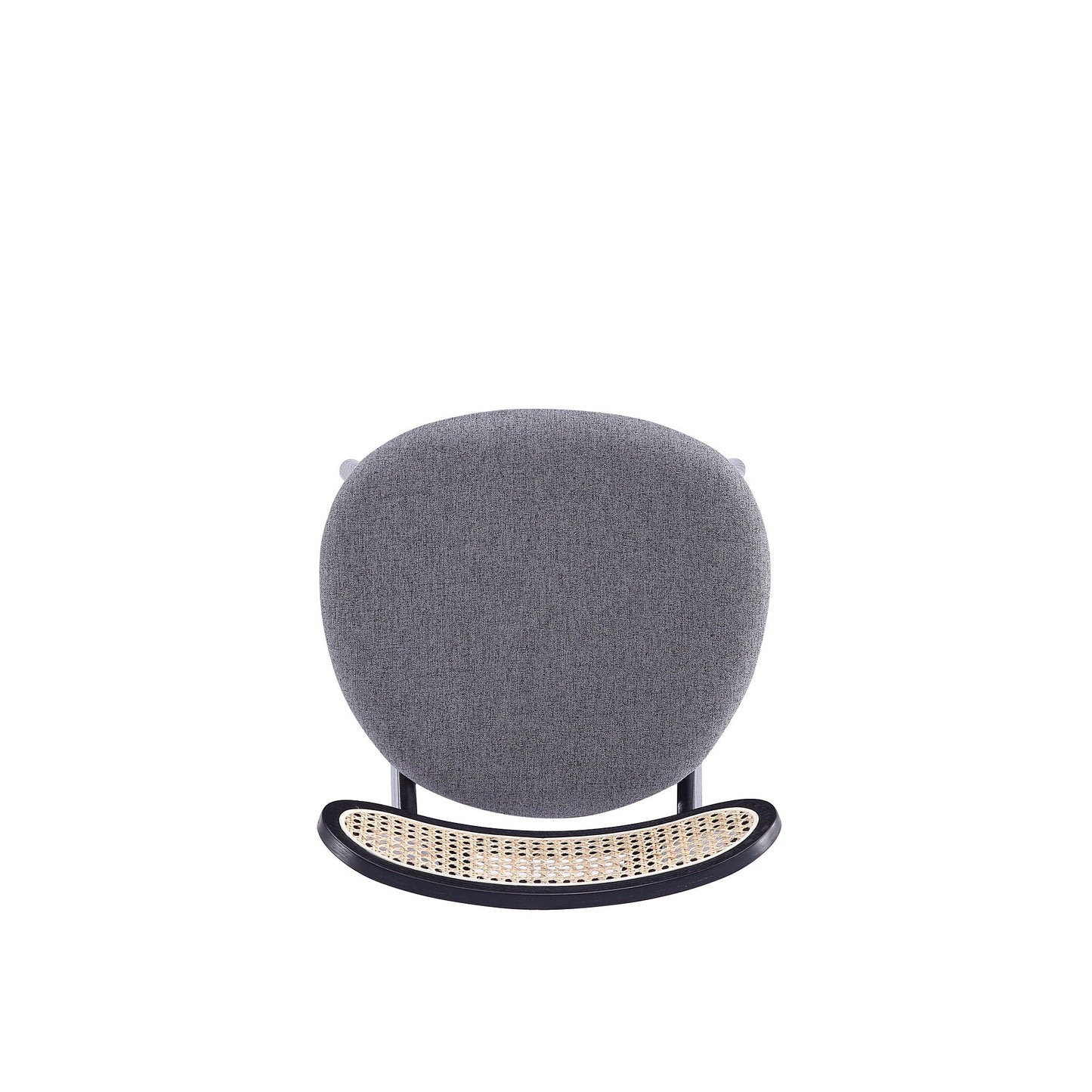 Manhattan Comfort Colbert Dining Chair in Black and Cane with Grey Upholstered Seating - Set of 2 DCCA02-GY