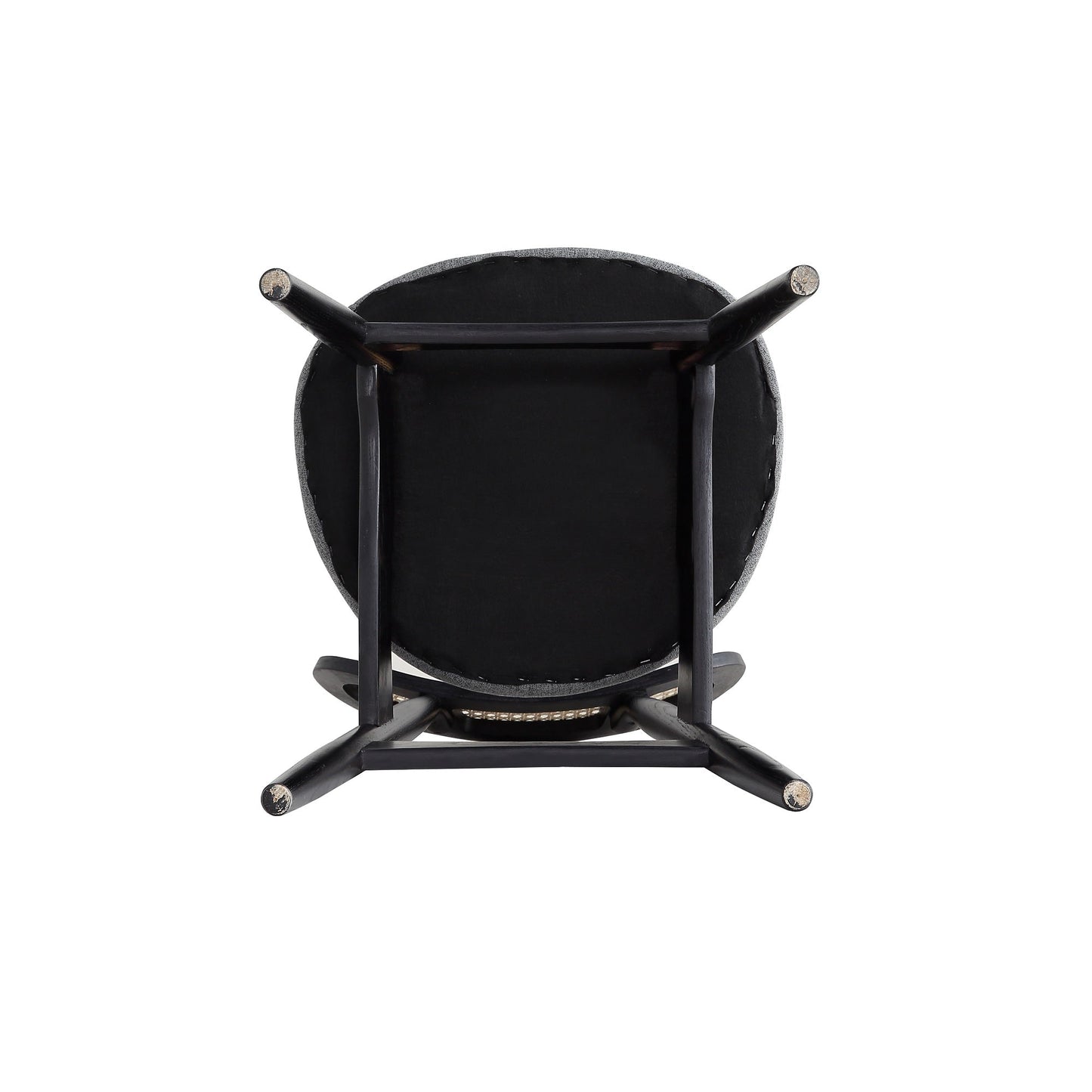 Manhattan Comfort Colbert Dining Chair in Black and Cane with Grey Upholstered Seating - Set of 2 DCCA02-GY