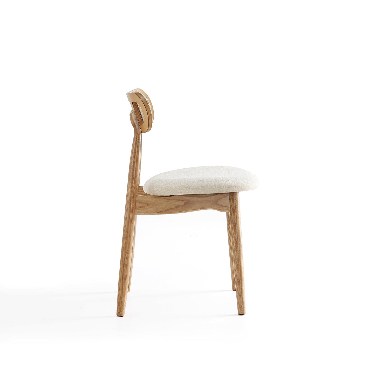 Manhattan Comfort Colbert Dining Chair in Nature and Cane with Oatmeal Upholstered Seating - Set of 2 DCCA02-OM