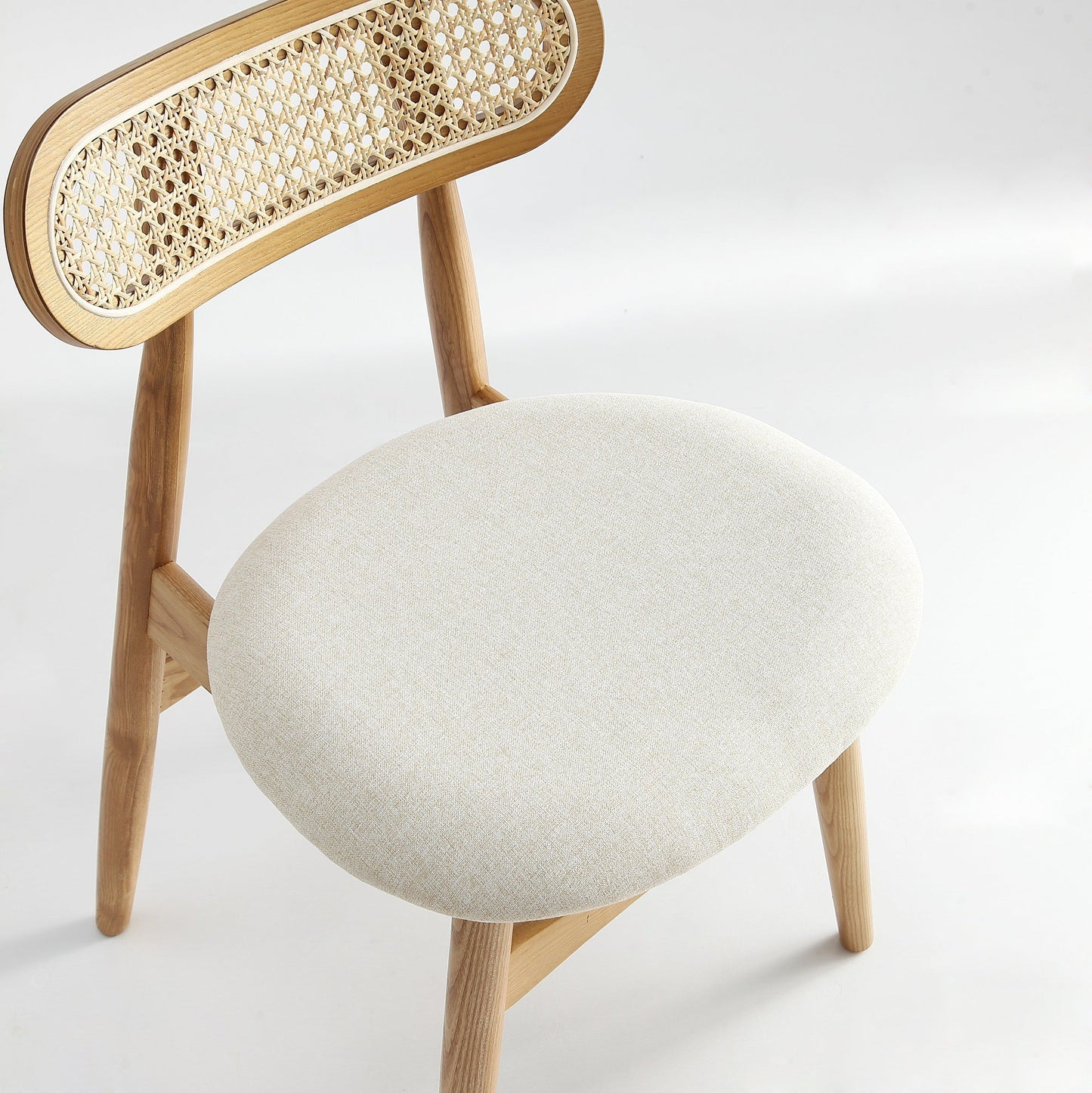 Manhattan Comfort Colbert Dining Chair in Nature and Cane with Oatmeal Upholstered Seating - Set of 2 DCCA02-OM