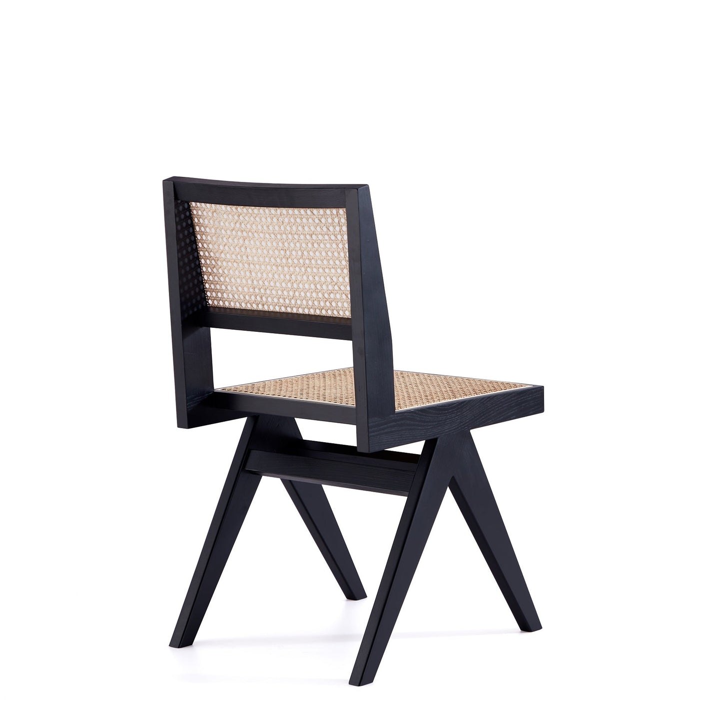 Manhattan Comfort Hamlet Dining Chair in Black and Natural Cane - Set of 2 DCCA03-BK