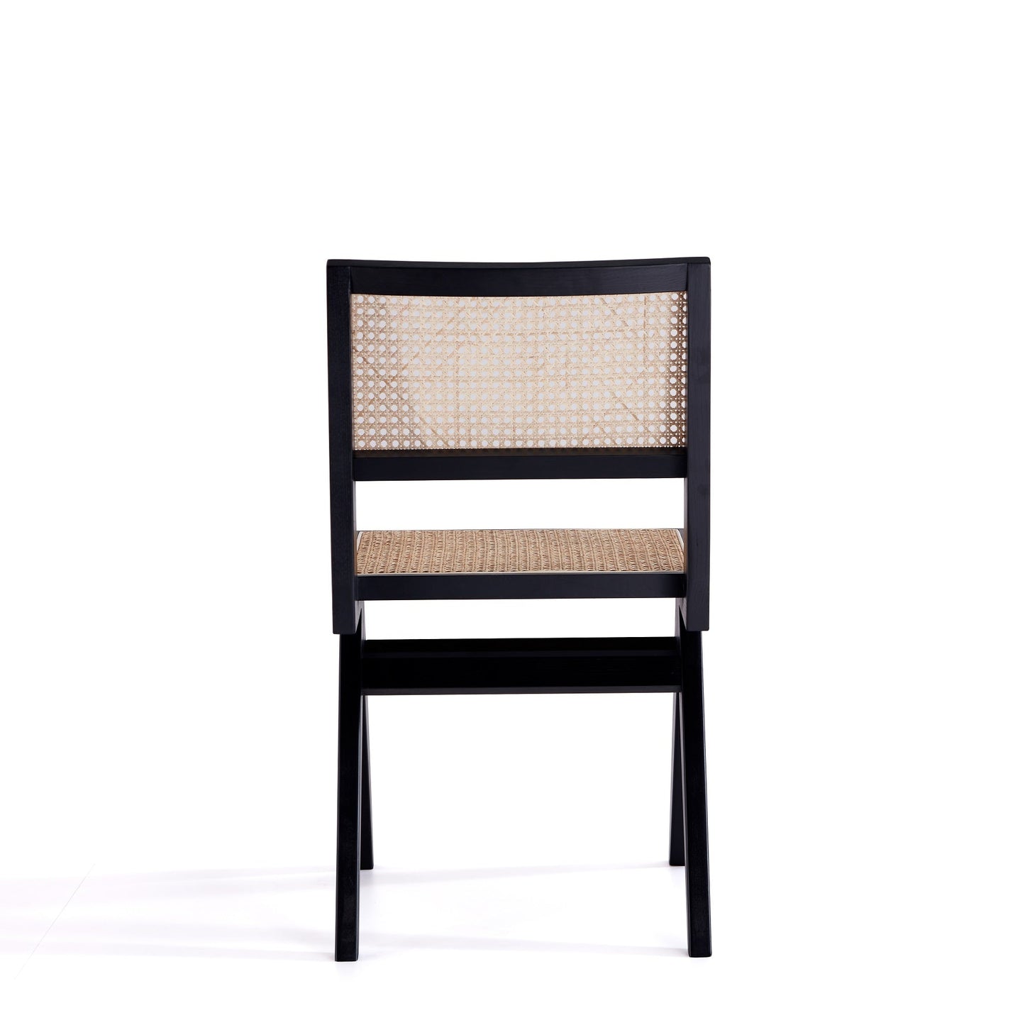 Manhattan Comfort Hamlet Dining Chair in Black and Natural Cane - Set of 2 DCCA03-BK