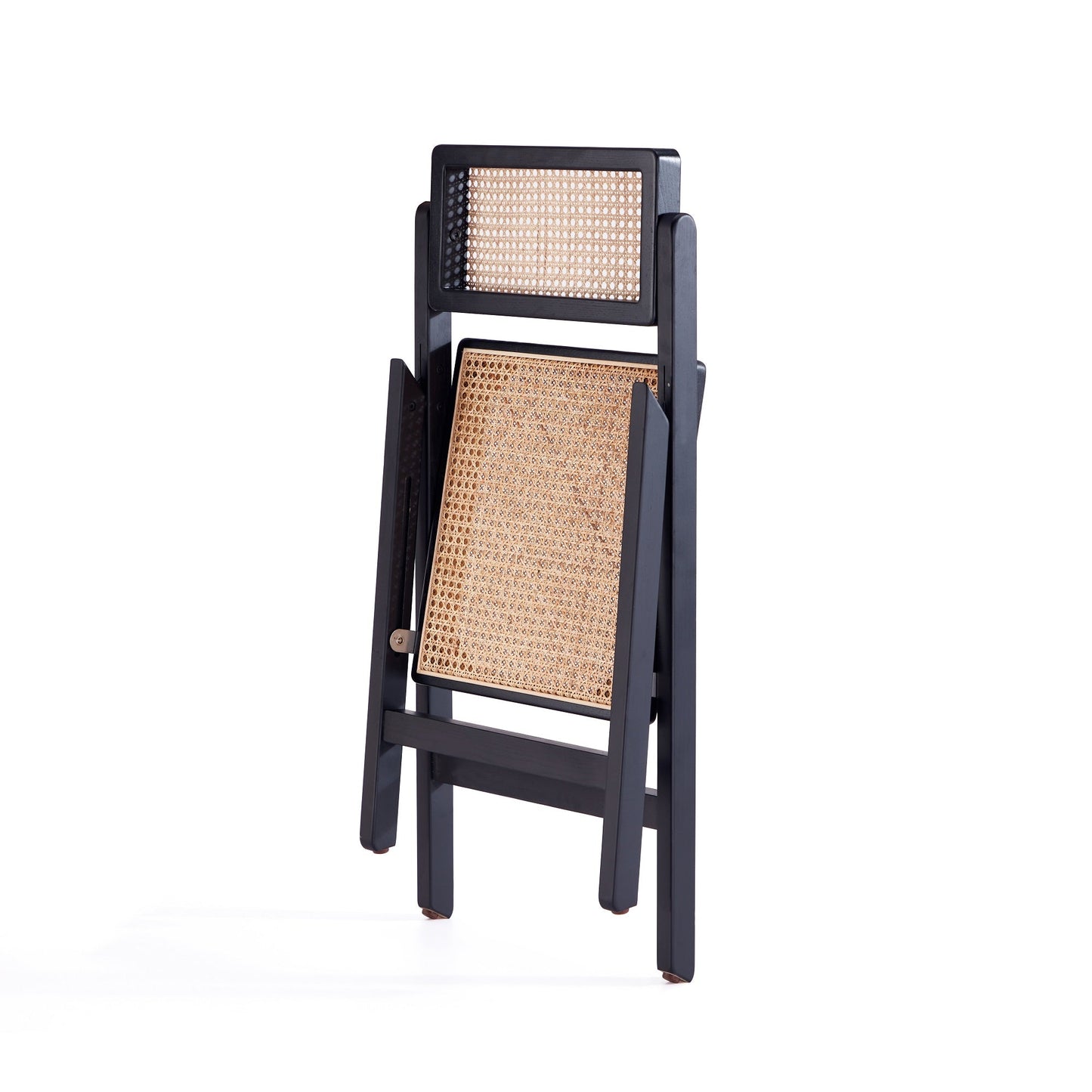 Manhattan Comfort Pullman Folding Dining Chair in Black and Natural Cane - Set of 2 DCCA08-BK