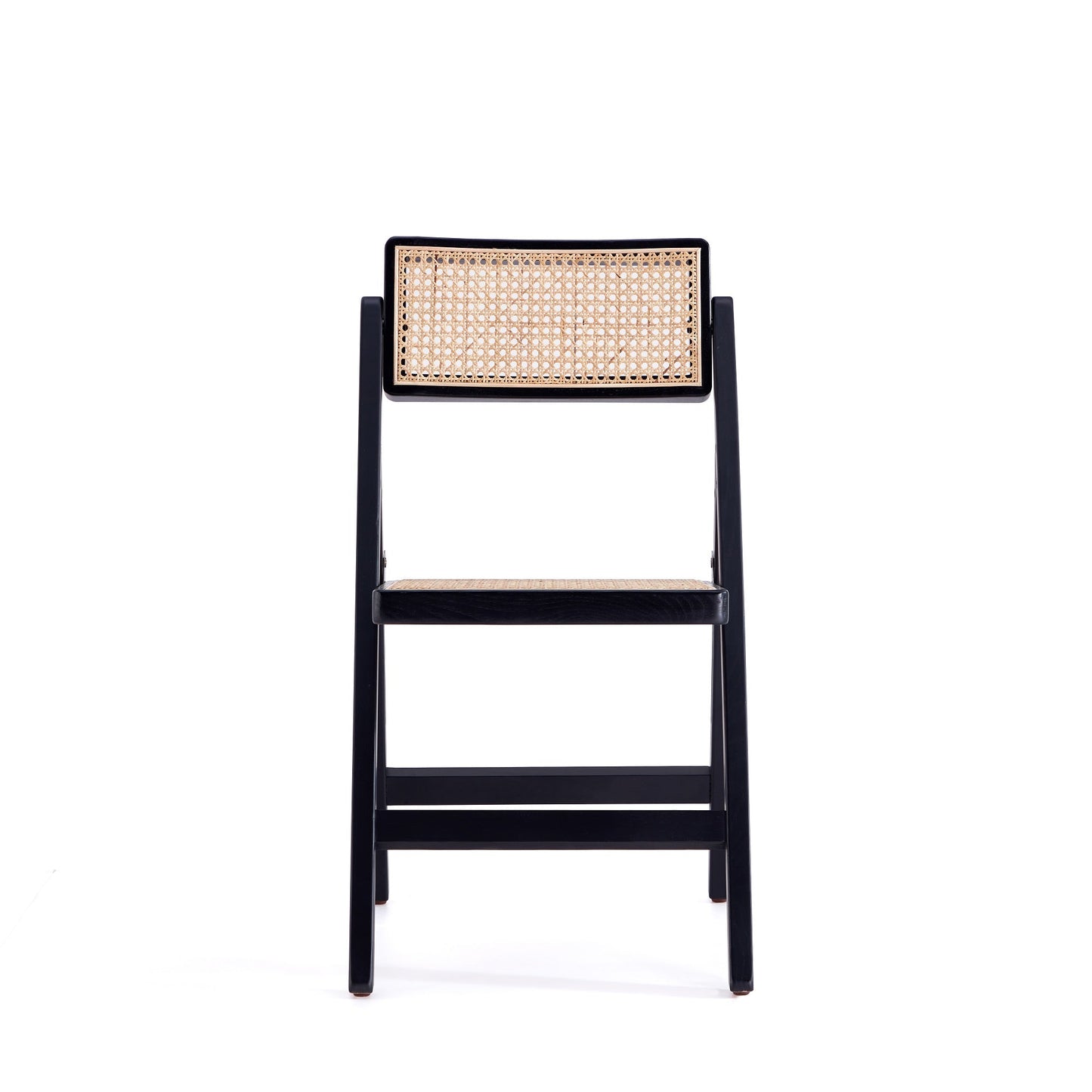 Manhattan Comfort Pullman Folding Dining Chair in Black and Natural Cane - Set of 2 DCCA08-BK