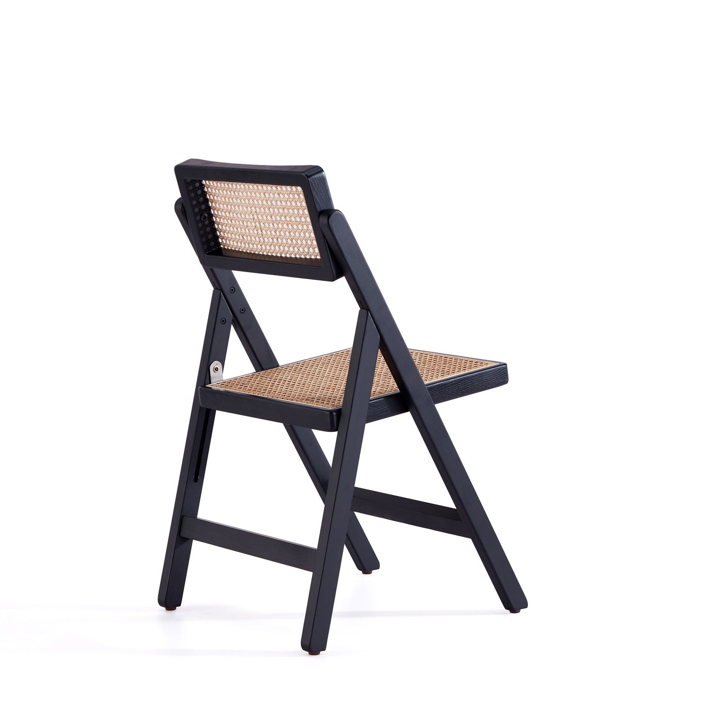 Manhattan Comfort Pullman Folding Dining Chair in Black and Natural Cane - Set of 2 DCCA08-BK