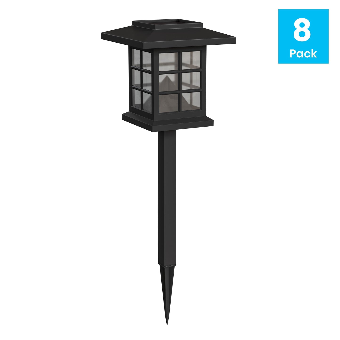 8PK Black Lantern Solar Lights DN-SL106-8-BK-GG