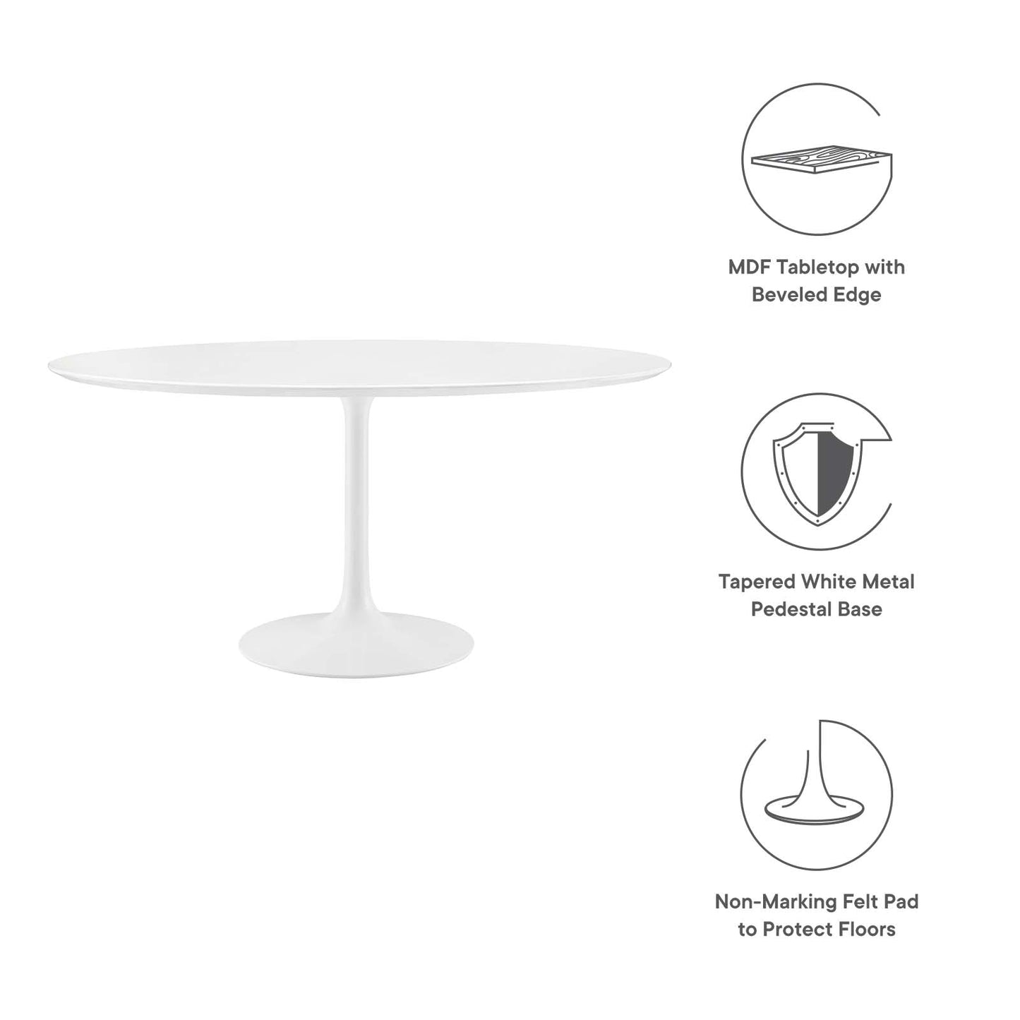 Lippa 60" Round Wood Dining Table - Gold and White, Natural Finishes