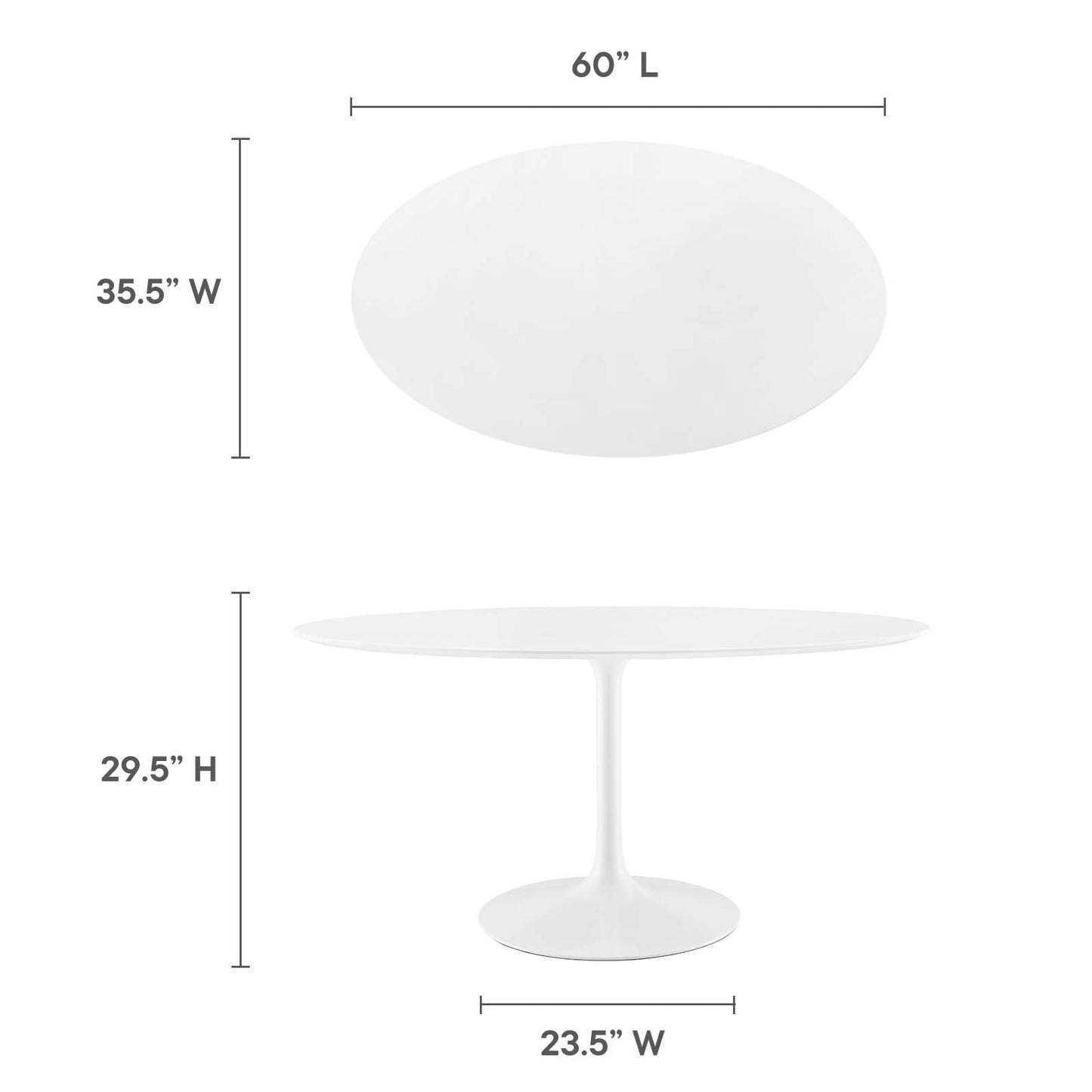 Lippa 60" Oval Dining Table with Artificial Marble and Wood Top