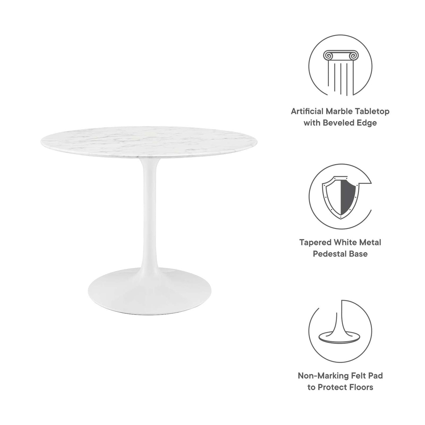Lippa 40" Round Wood and Artificial Marble Dining Table