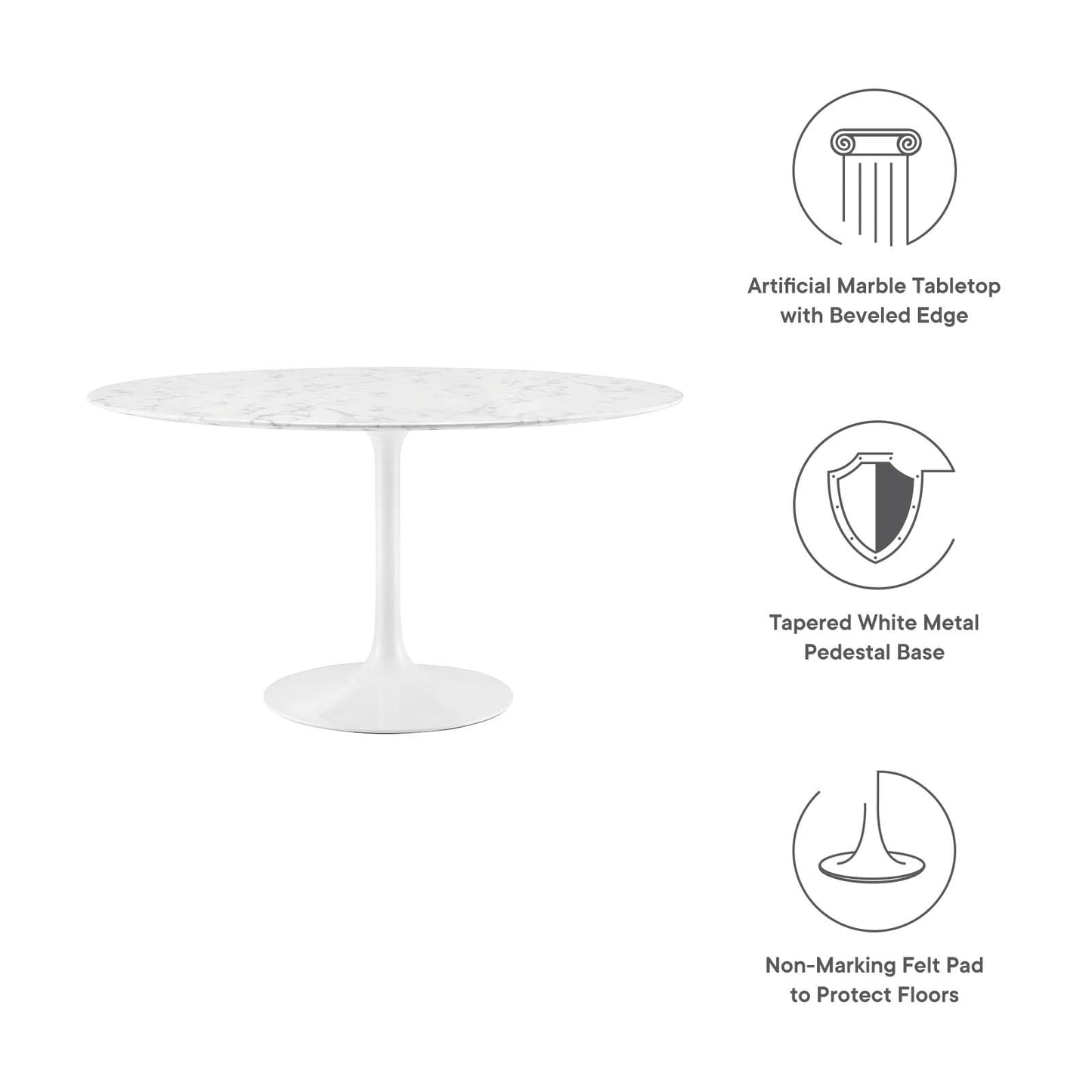 Lippa 54" Round Dining Table - Artificial Marble & Wood Options