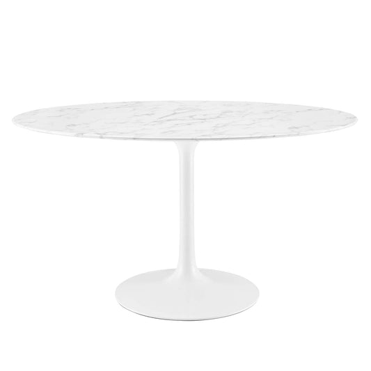 Lippa 54" Oval Artificial Marble Dining Table