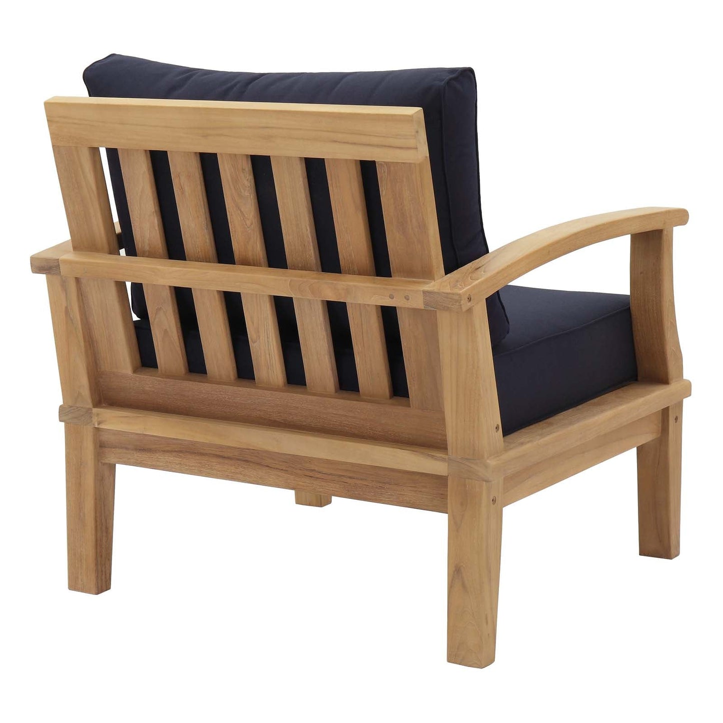 Marina Outdoor Patio Teak Armchair Natural Navy EEI-1143-NAT-NAV-SET