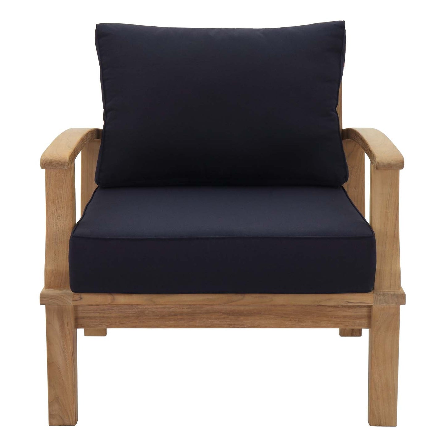 Marina Outdoor Patio Teak Armchair Natural Navy EEI-1143-NAT-NAV-SET
