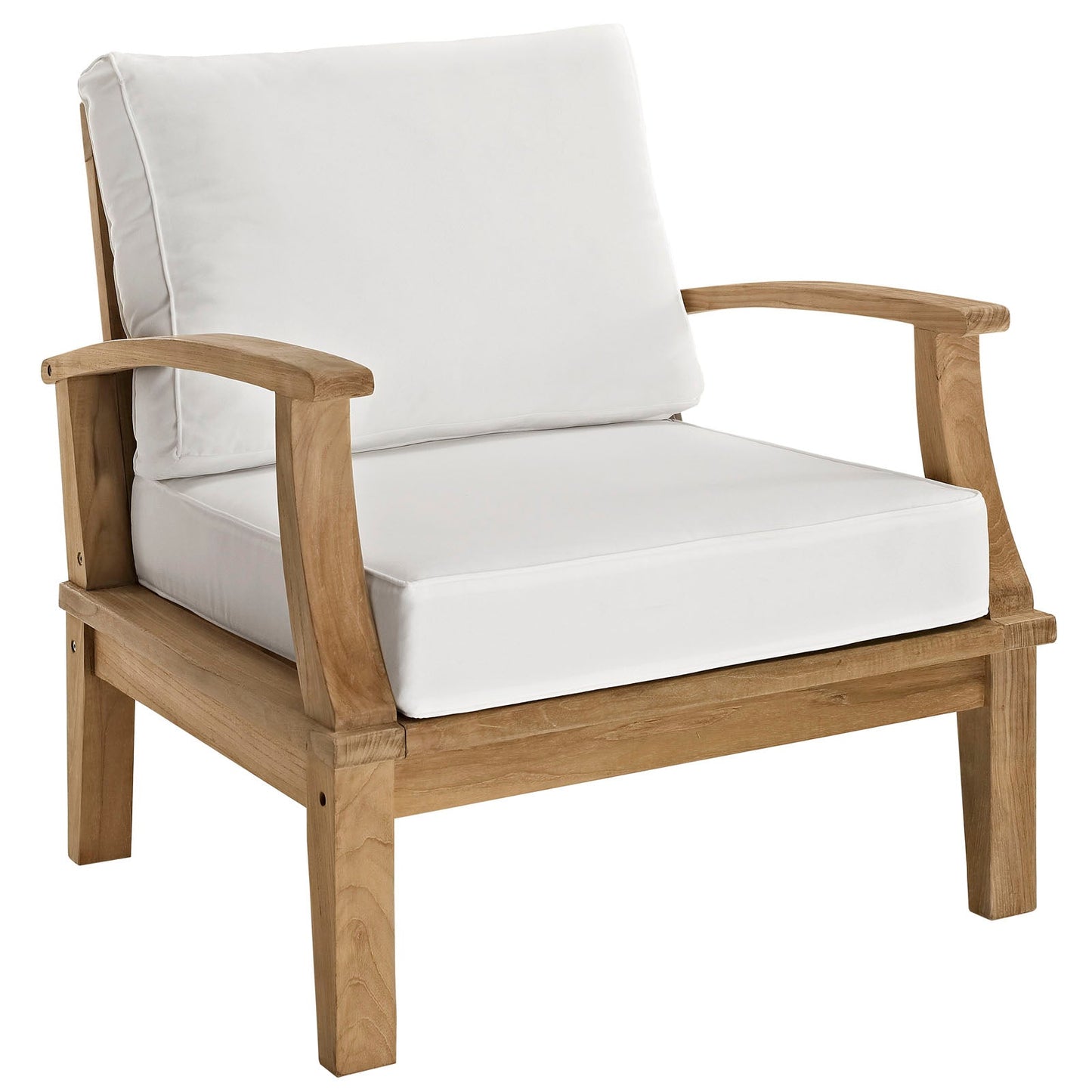 Marina Outdoor Patio Teak Armchair Natural White EEI-1143-NAT-WHI-SET