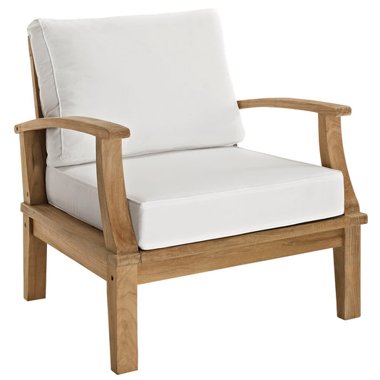 Marina Outdoor Patio Teak Armchair Natural White EEI-1143-NAT-WHI-SET