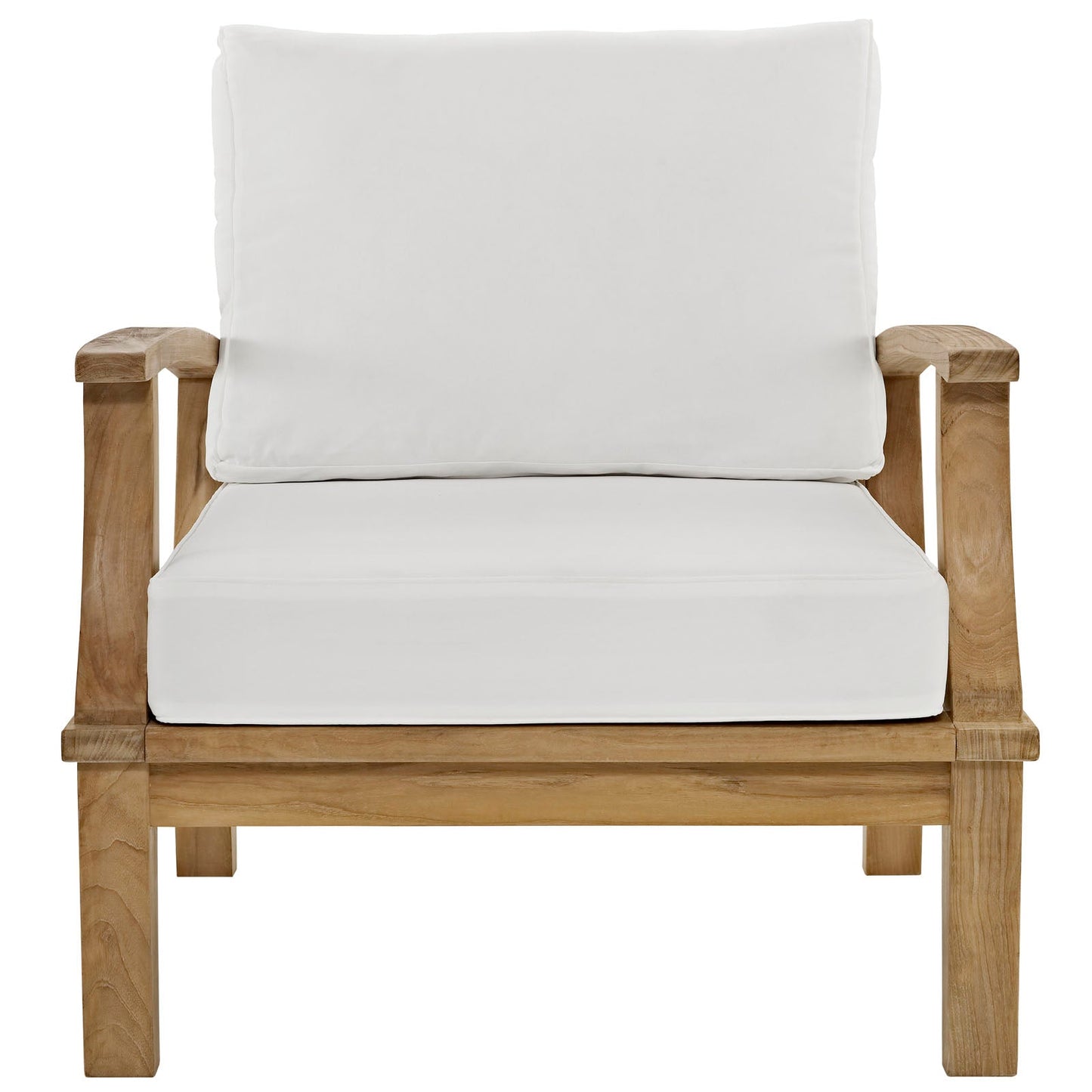 Marina Outdoor Patio Teak Armchair Natural White EEI-1143-NAT-WHI-SET