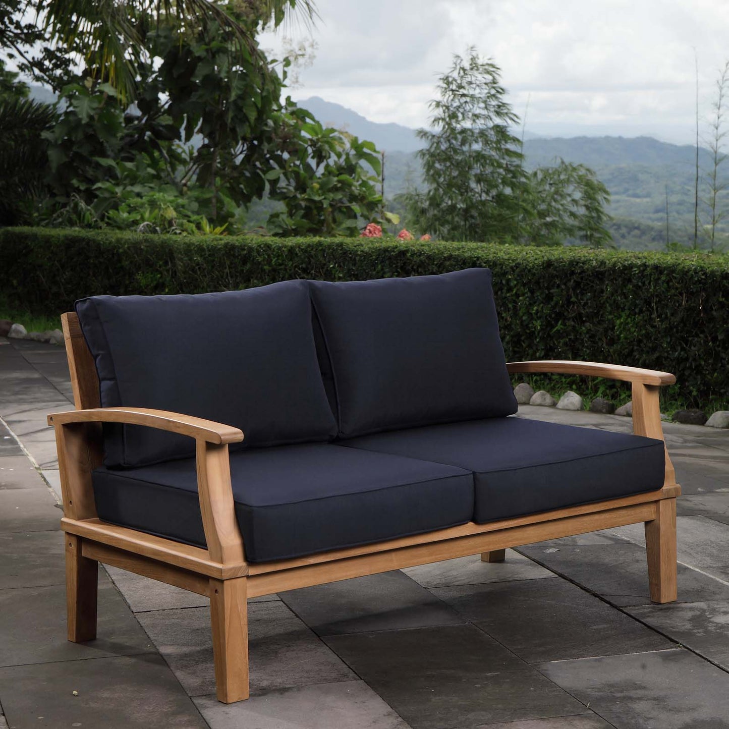 Marina Outdoor Patio Teak Loveseat Natural