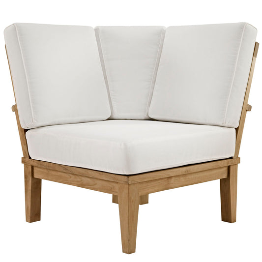 Marina Outdoor Patio Teak Corner Sofa by Modway EEI-1146-NAT-WHI-SET