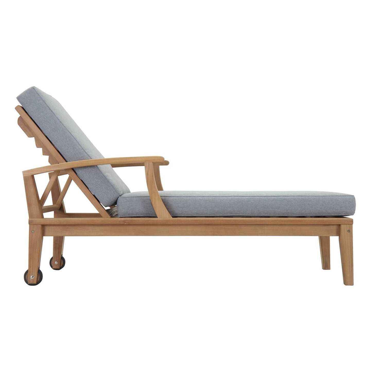 Marina Outdoor Patio Teak Single Chaise by Modway EEI-1151-NAT-GRY-SET