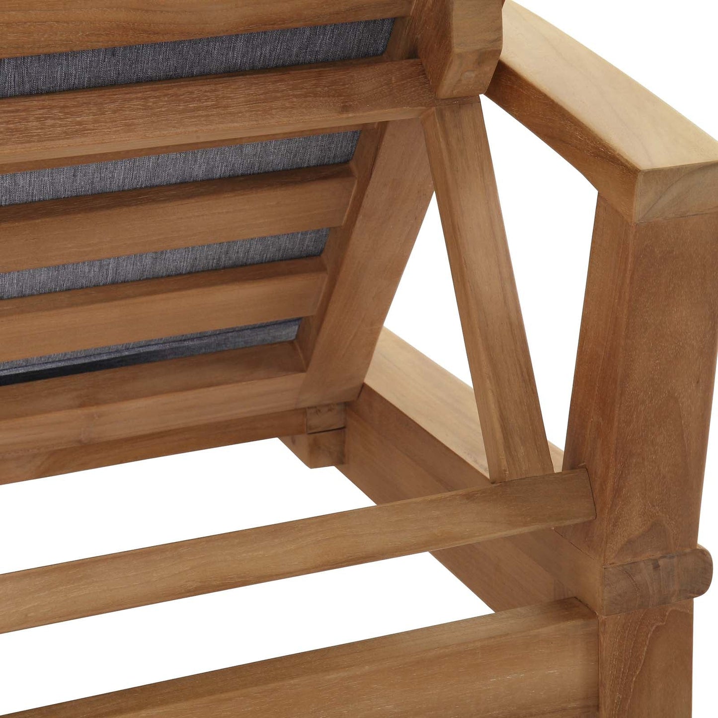 Marina Outdoor Patio Teak Single Chaise by Modway EEI-1151-NAT-GRY-SET