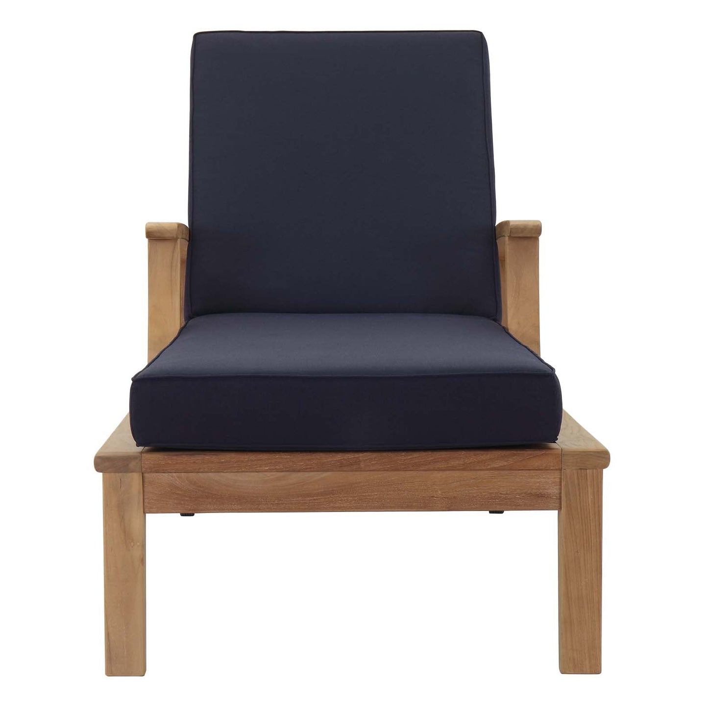 Marina Outdoor Patio Teak Single Chaise Natural Navy EEI-1151-NAT-NAV-SET