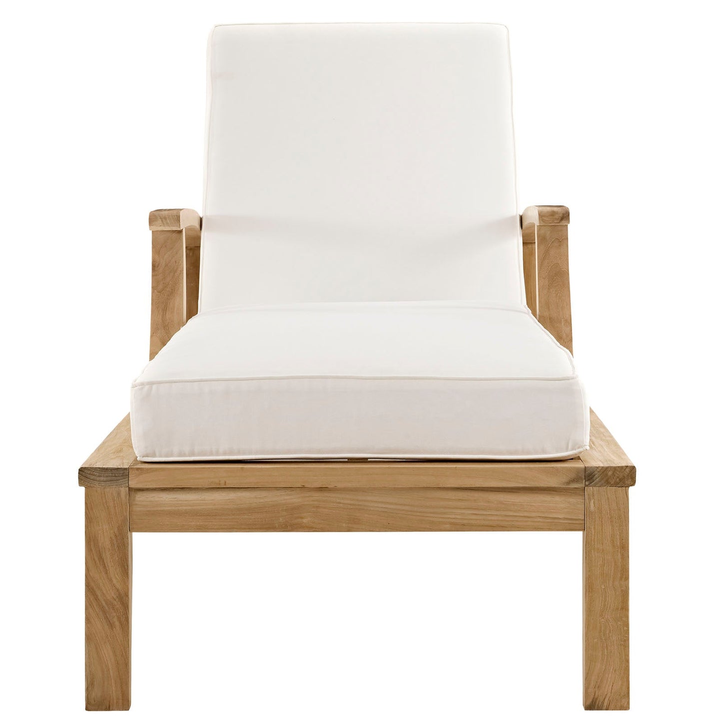 Marina Outdoor Patio Teak Single Chaise Natural White EEI-1151-NAT-WHI-SET