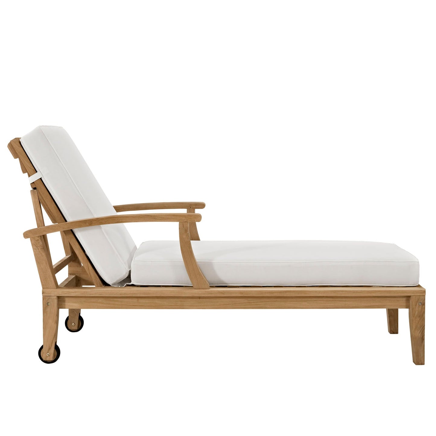 Marina Outdoor Patio Teak Single Chaise Natural White EEI-1151-NAT-WHI-SET