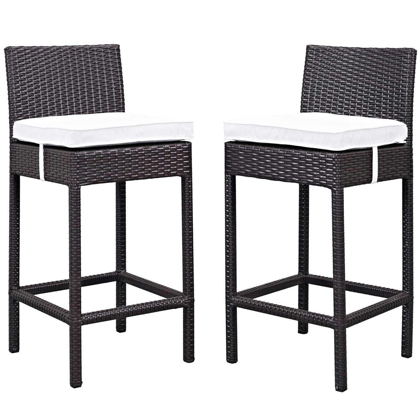 Lift Bar Stool Outdoor Patio Set of 2 Espresso White EEI-1281-EXP-WHI