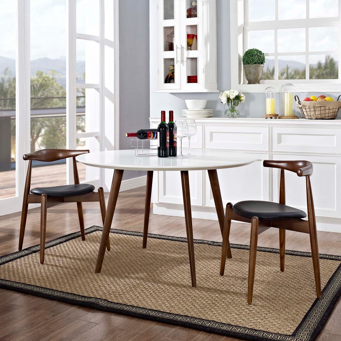 Stalwart Dining Side Chairs Set of 2 or 4 in Dark Walnut with Various Options