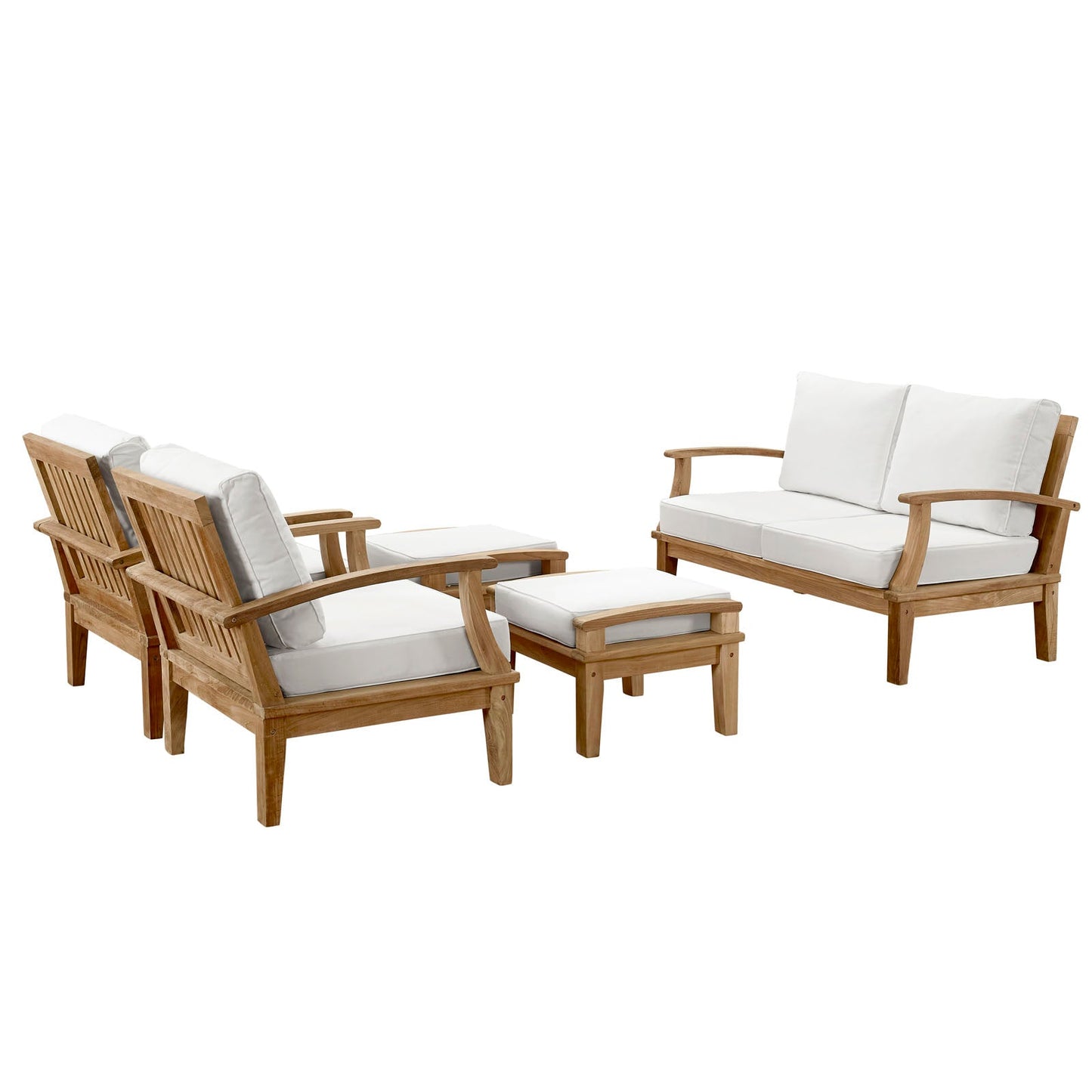 Marina 5 Piece Outdoor Patio Teak Set by Modway EEI-1472-NAT-WHI-SET