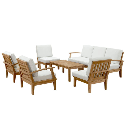Marina 8 Piece Outdoor Patio Teak Set by Modway EEI-1479-NAT-WHI-SET