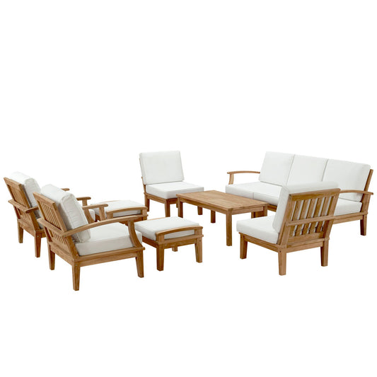 Marina 10 Piece Outdoor Patio Teak Set by Modway EEI-1480-NAT-WHI-SET
