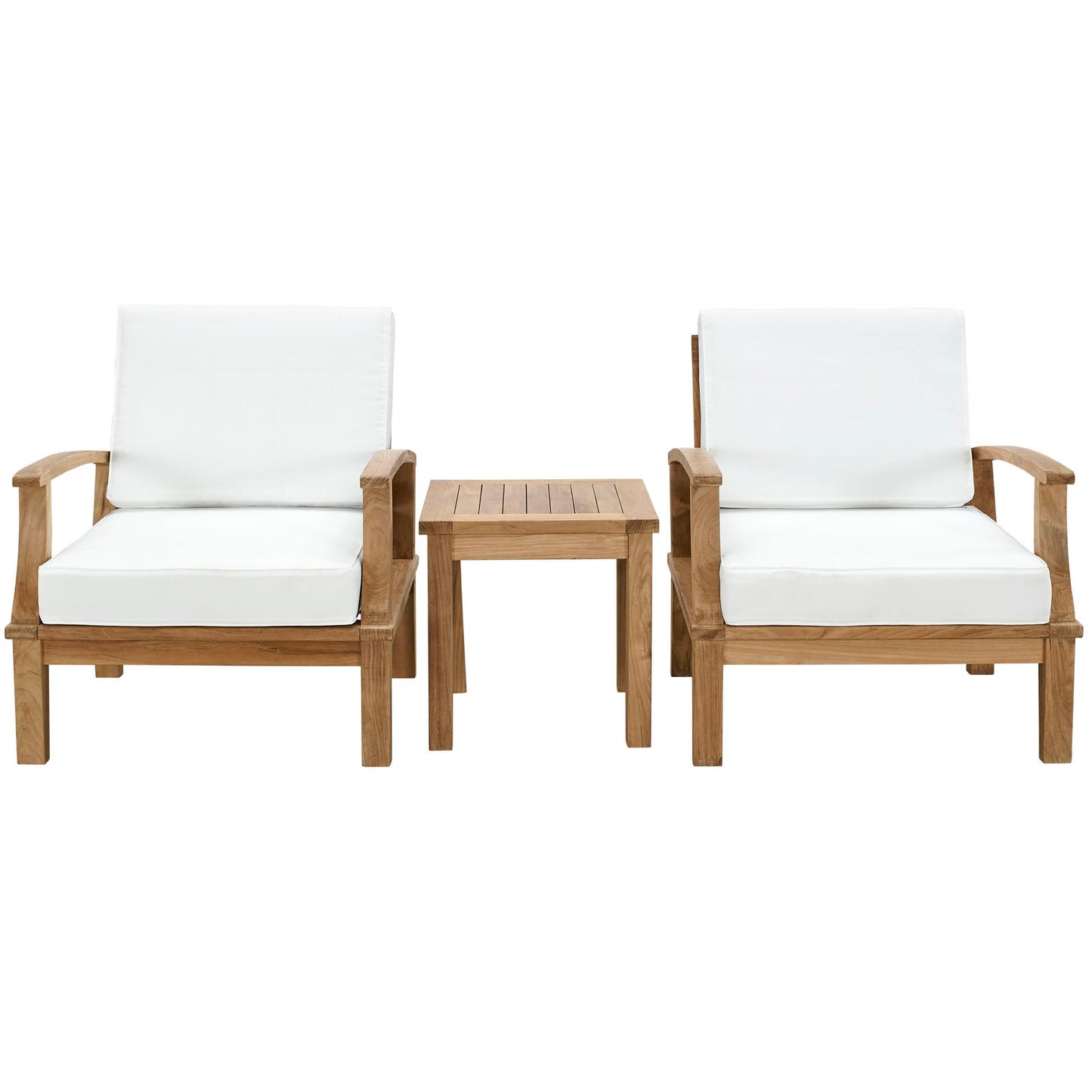 Marina 3 Piece Outdoor Patio Teak Set Natural White EEI-1487-NAT-WHI-SET