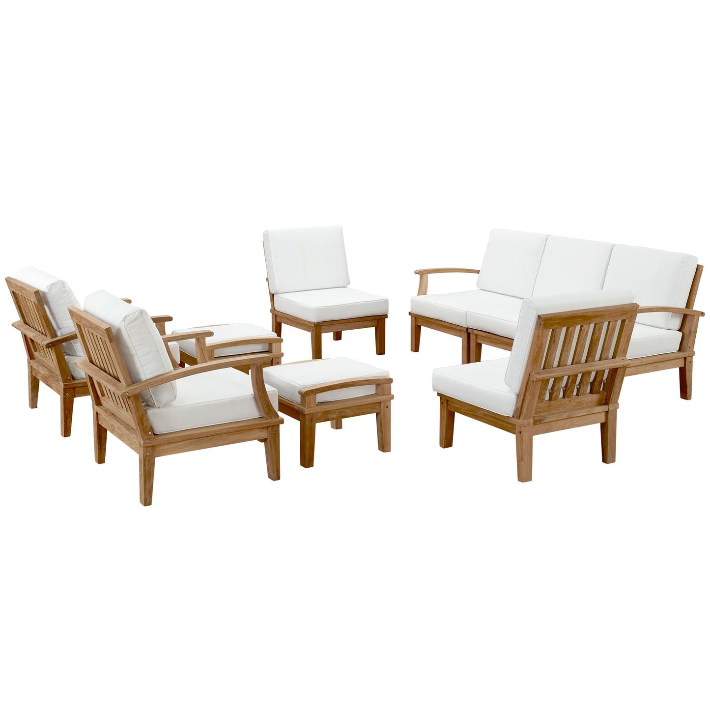 Marina 9 Piece Outdoor Patio Teak Set by Modway EEI-1488-NAT-WHI-SET