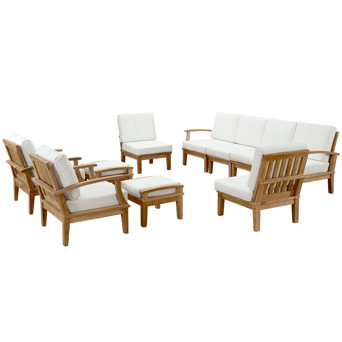 Marina 10 Piece Outdoor Patio Teak Set by Modway EEI-1489-NAT-WHI-SET