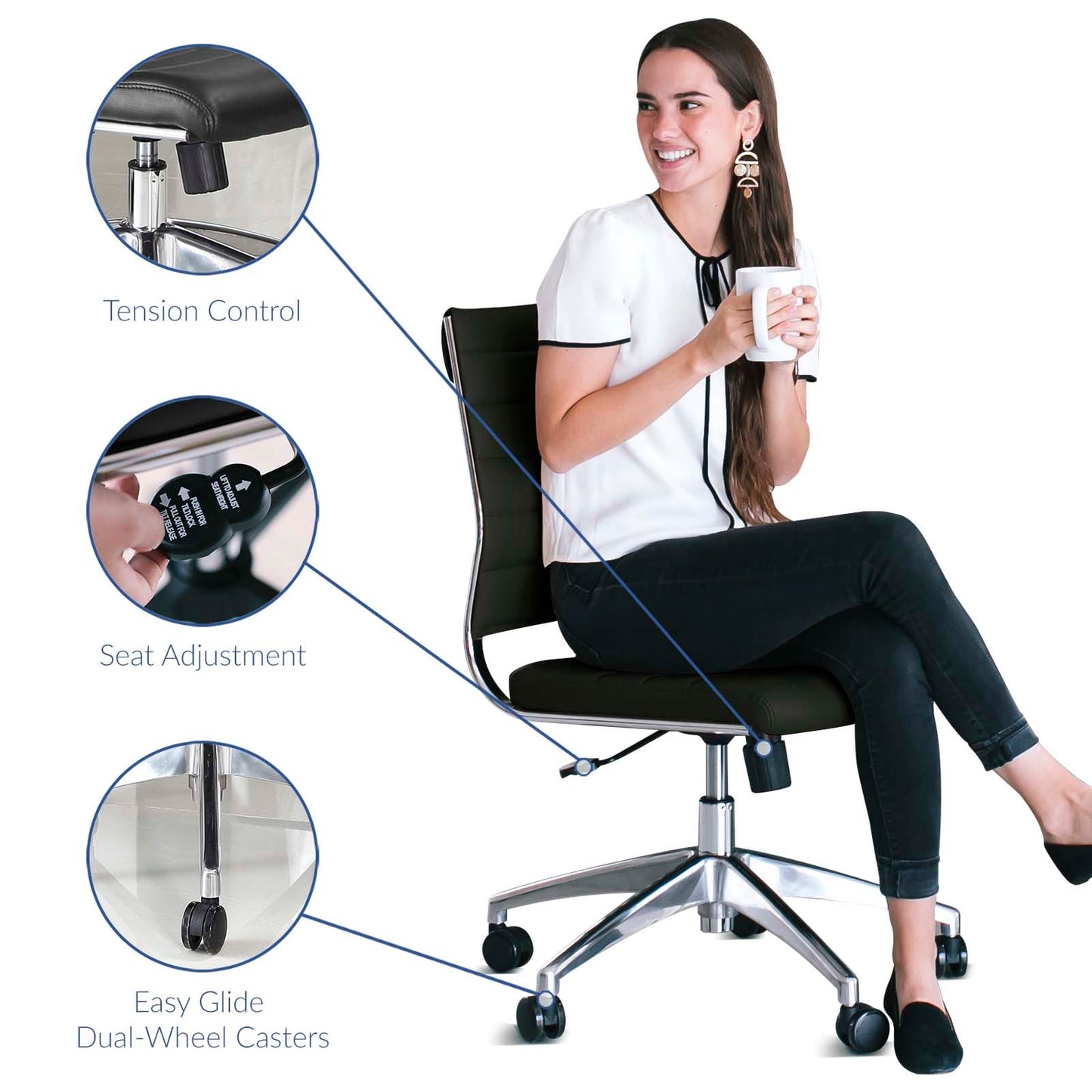 Jive Armless and Highback Mid Back Office Chair