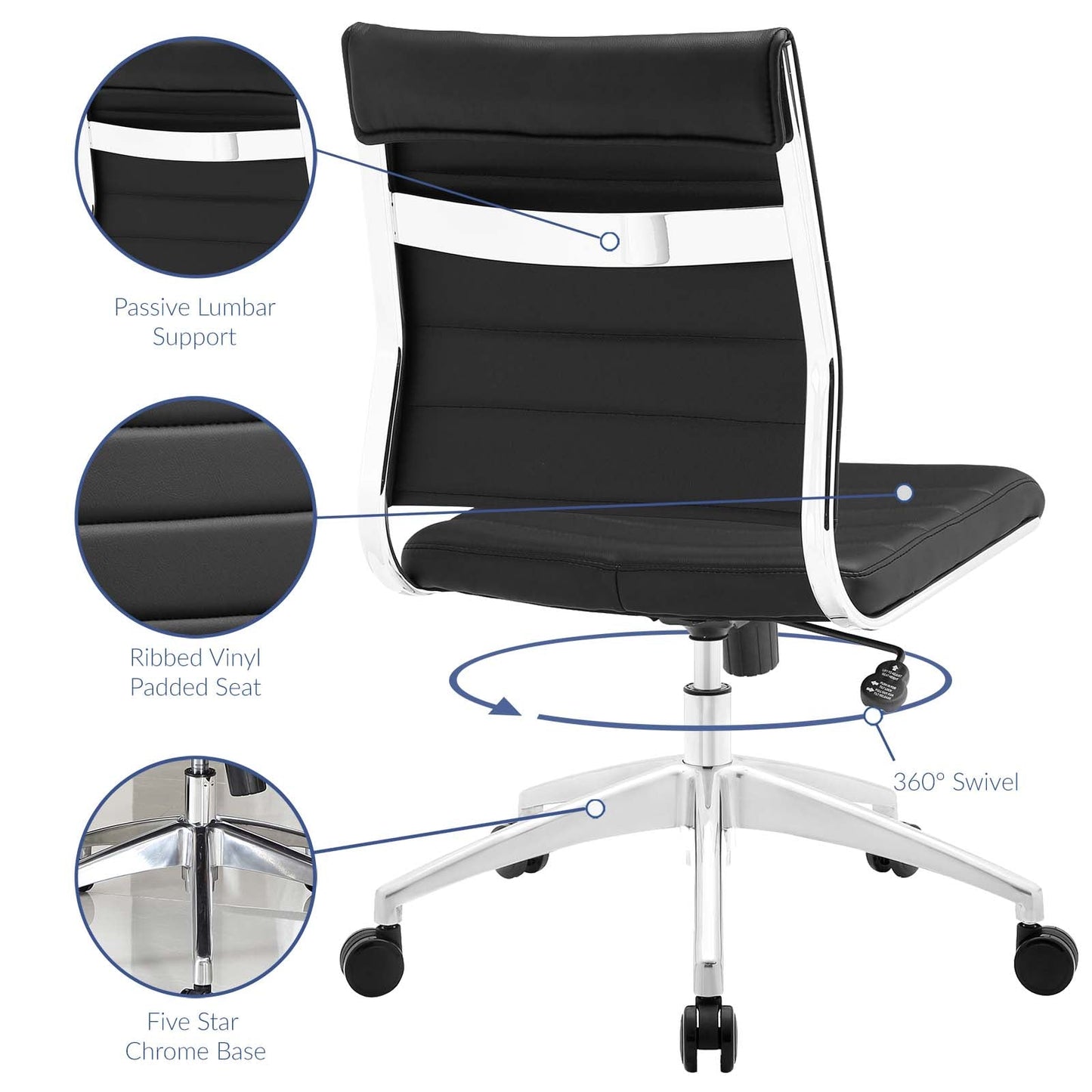 Jive Armless and Highback Mid Back Office Chair
