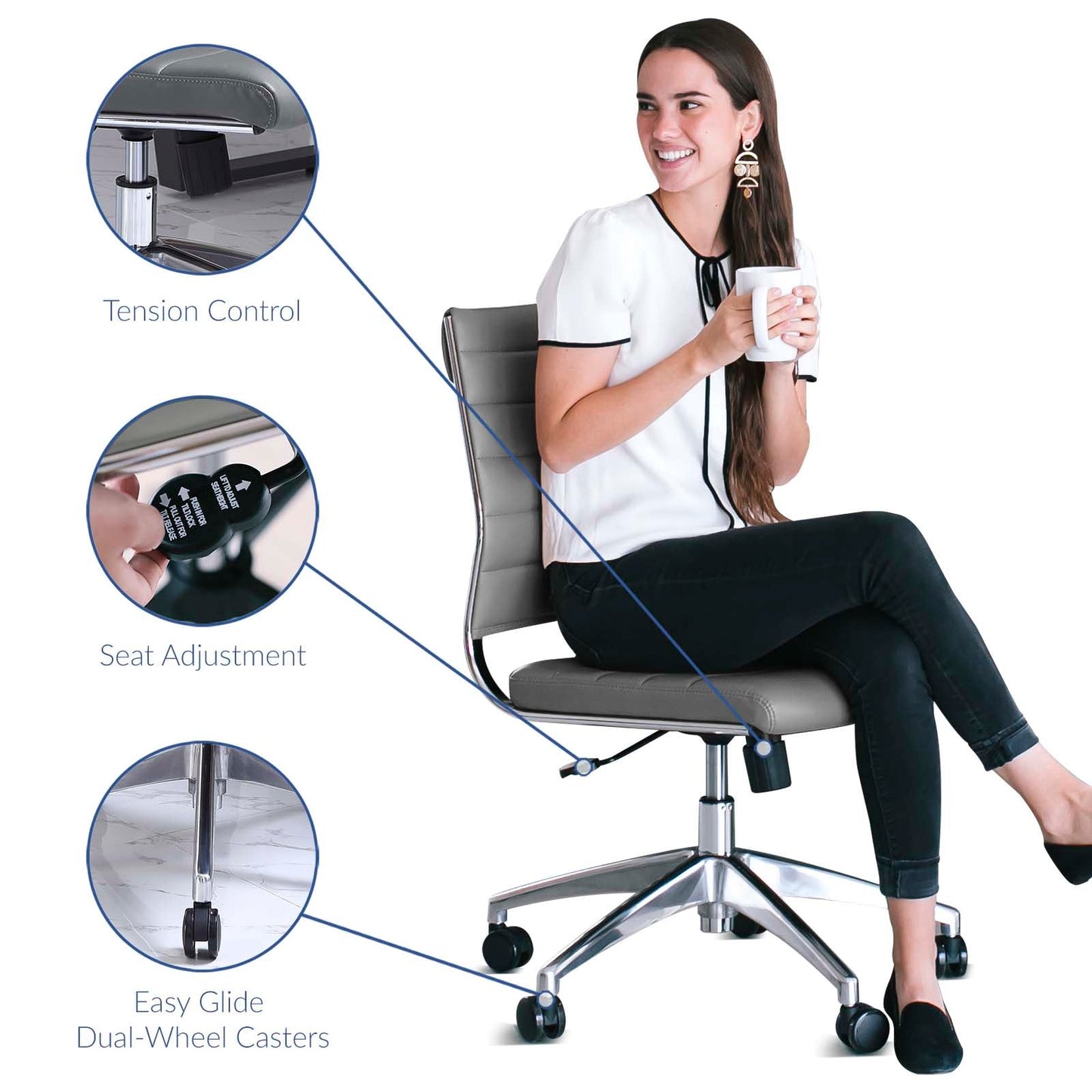 Jive Armless and Highback Mid Back Office Chair