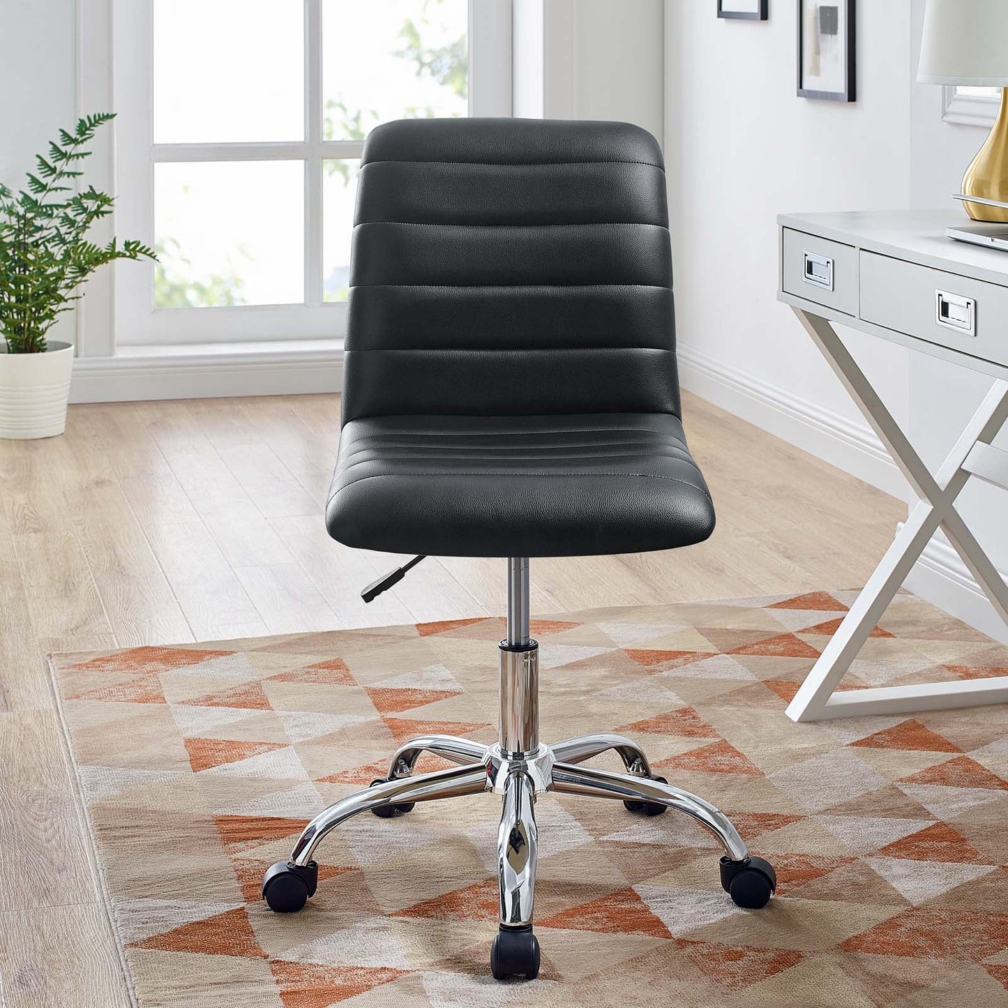 Ripple Armless Mid Back Vinyl and Vegan Leather Office Chair
