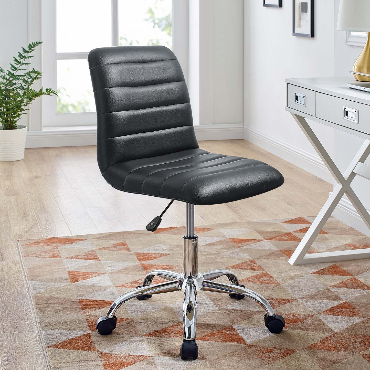 Ripple Armless Mid Back Vinyl and Vegan Leather Office Chair