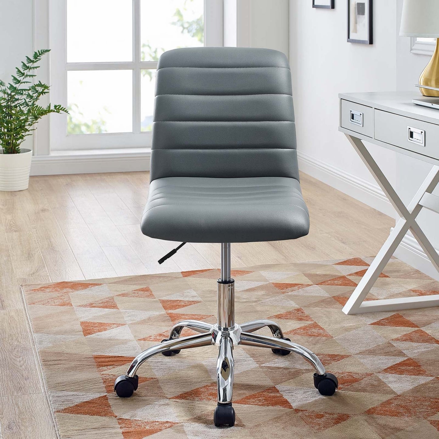 Ripple Armless Mid Back Vinyl and Vegan Leather Office Chair