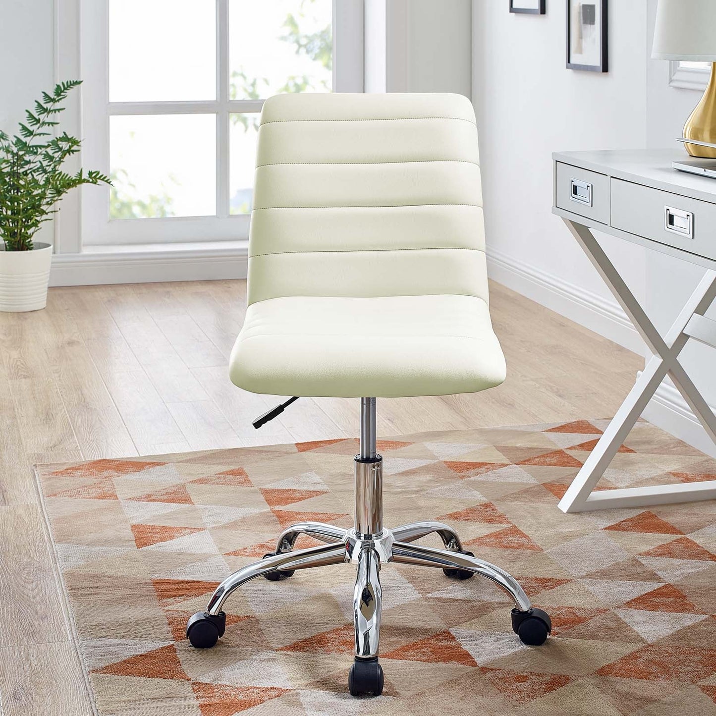 Ripple Armless Mid Back Vinyl and Vegan Leather Office Chair