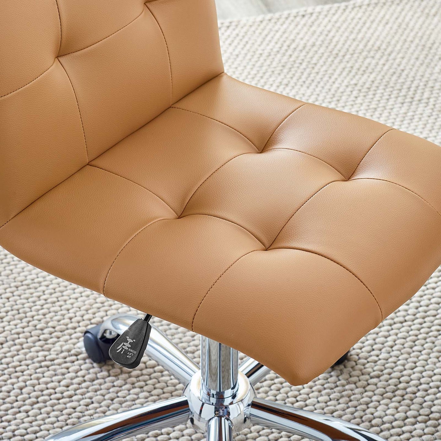 Prim Armless Vegan Leather Mid Back Office Chair