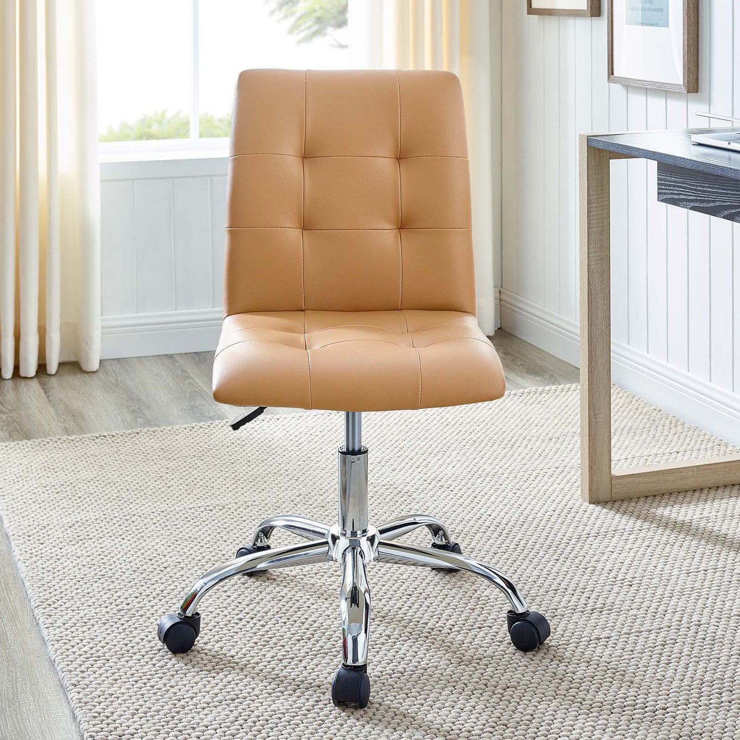 Prim Armless Vegan Leather Mid Back Office Chair