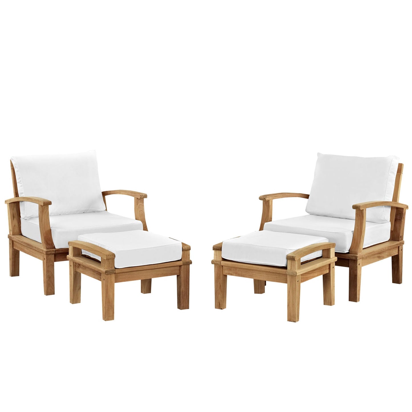 Marina 4 Piece Outdoor Patio Teak Set by Modway EEI-1537-NAT-WHI-SET