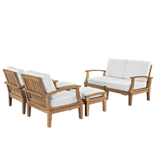 Marina 6 Piece Outdoor Patio Teak Set by Modway EEI-1597-NAT-WHI-SET