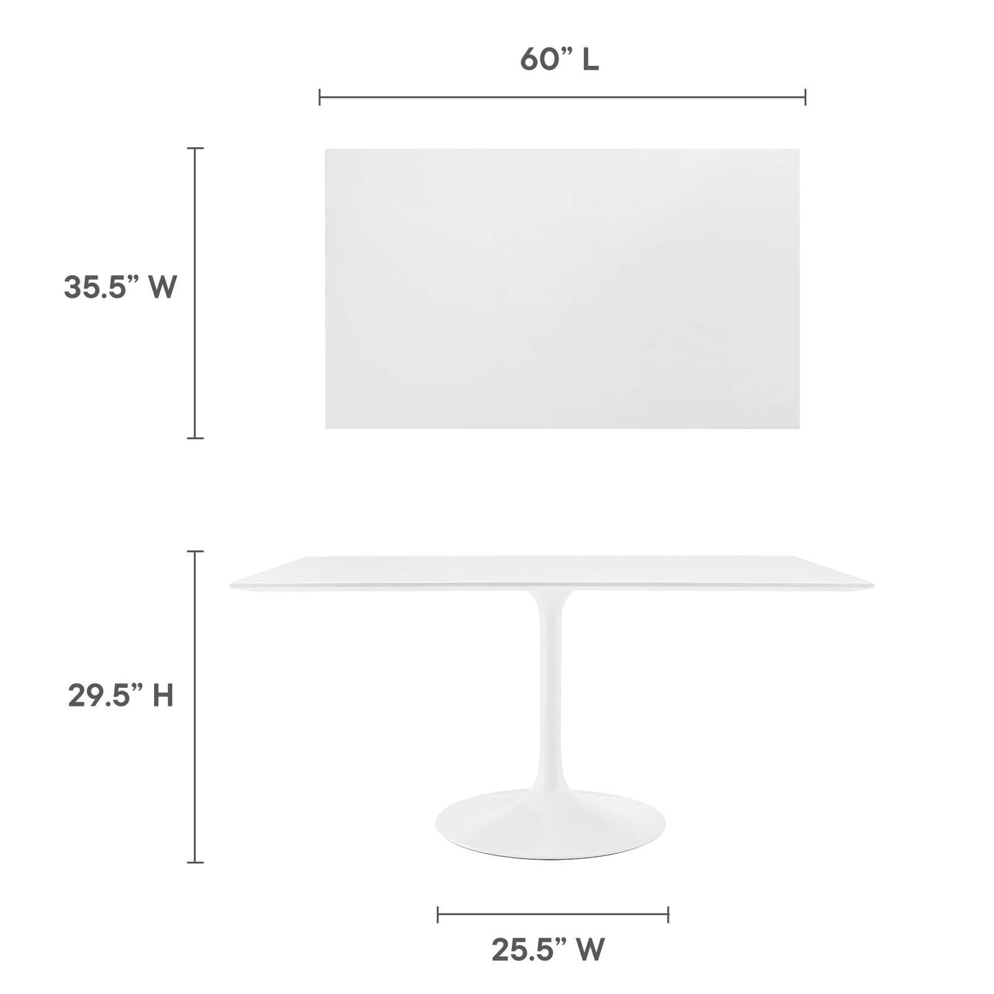 Lippa 60" Rectangle Dining Table - Wood and Metal Options Available
