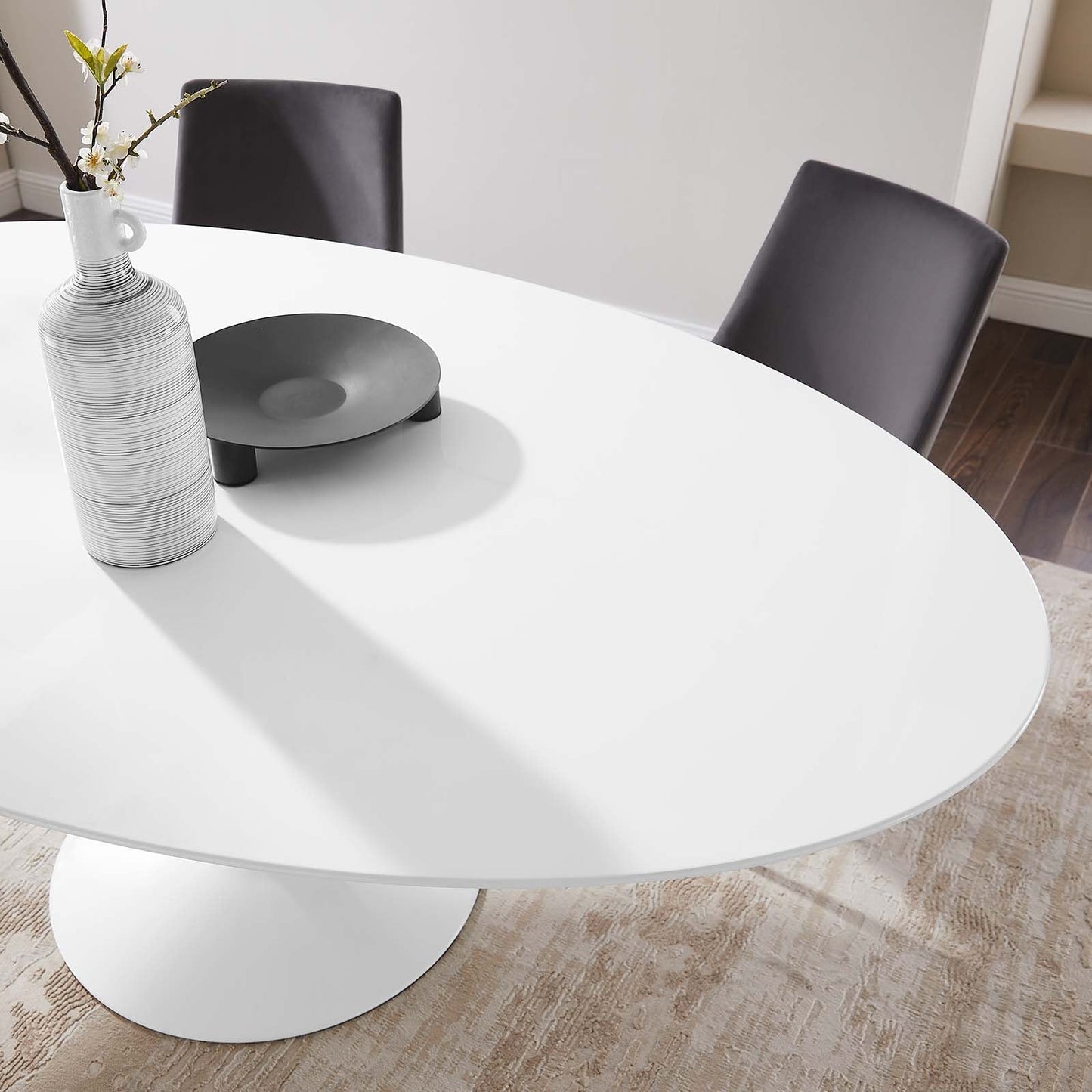Lippa 78" Oval Artificial Marble and Wood Dining Table